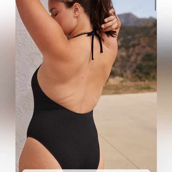 NWOT Aerie Crinkle Halter Cheekiest One Piece Swimsuit, Small - Picture 6 of 6